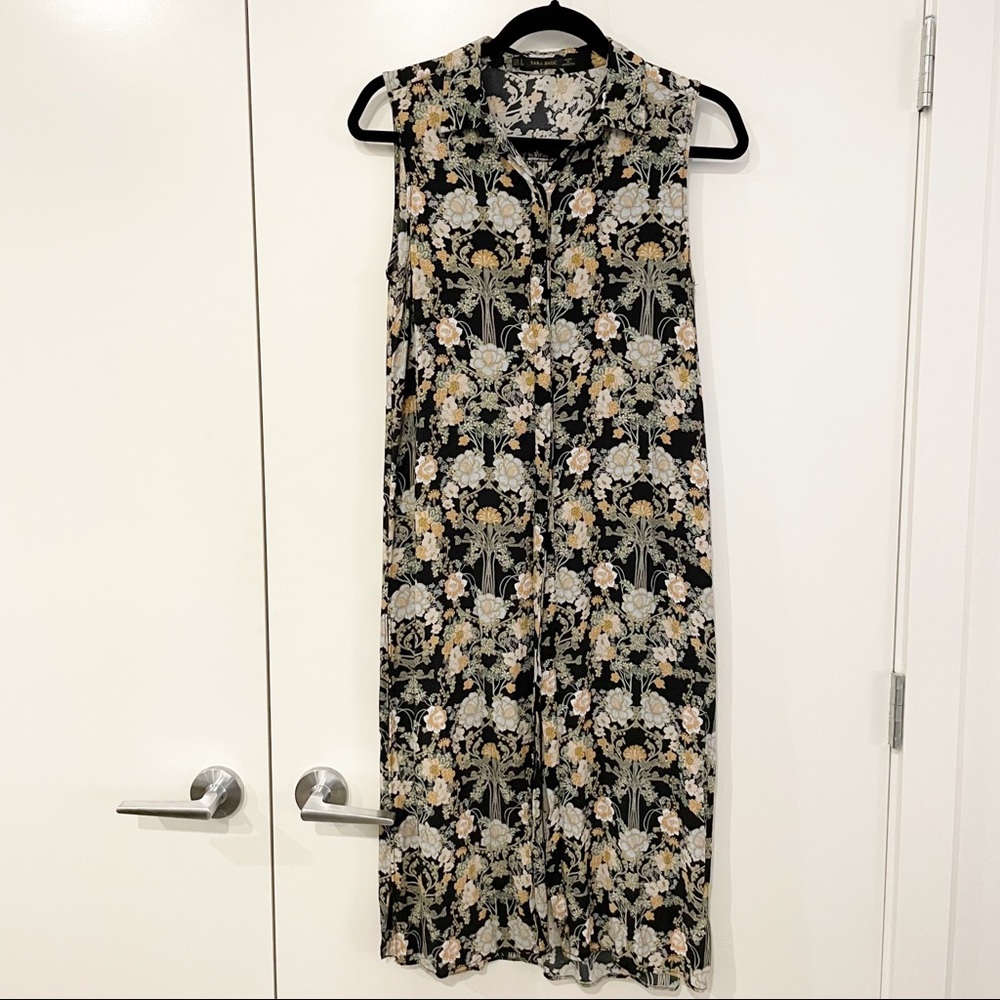 Zara Long Sleeveless Button Up Blouse Size Small